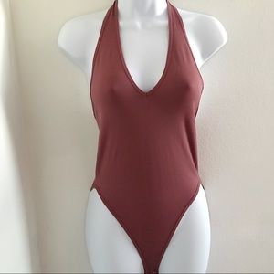 Forever 21 Halter Neck Bodysuit MAUVE